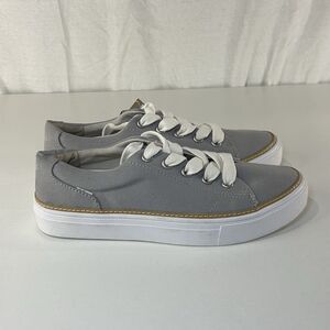 TOMS Alex Sneaker Skate Lace Up Drizzle Gray Canvas Womens Size US 7.5 NWT